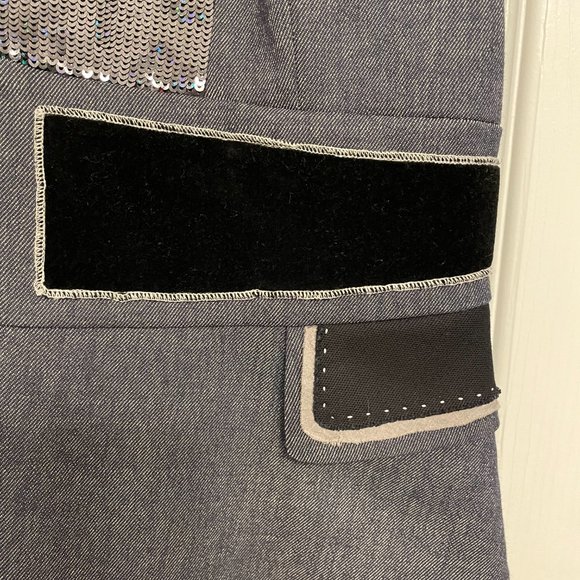 BCBG Max Azria Jacket, open front with pleats and sequins, Black & Gray, Size XS - Picture 3 of 8